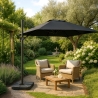 Gartenschirm mit verstellbarem Arm aus Aluminium mit dezentraler Stange 3x3 Vienna Noir