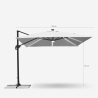 Parasol de jardin déporté carré 3m² à LED bars anti UV Paradise 