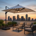 Ampelschirm 3m anti uv Pendelschirm mit Solar-Led-Licht Alu Paradise Sales