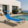 2 Bains de soleil avec roues transats piscine jardin aluminium Alabama Offre