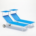 2 Bains de soleil avec roues transats piscine jardin aluminium Alabama 