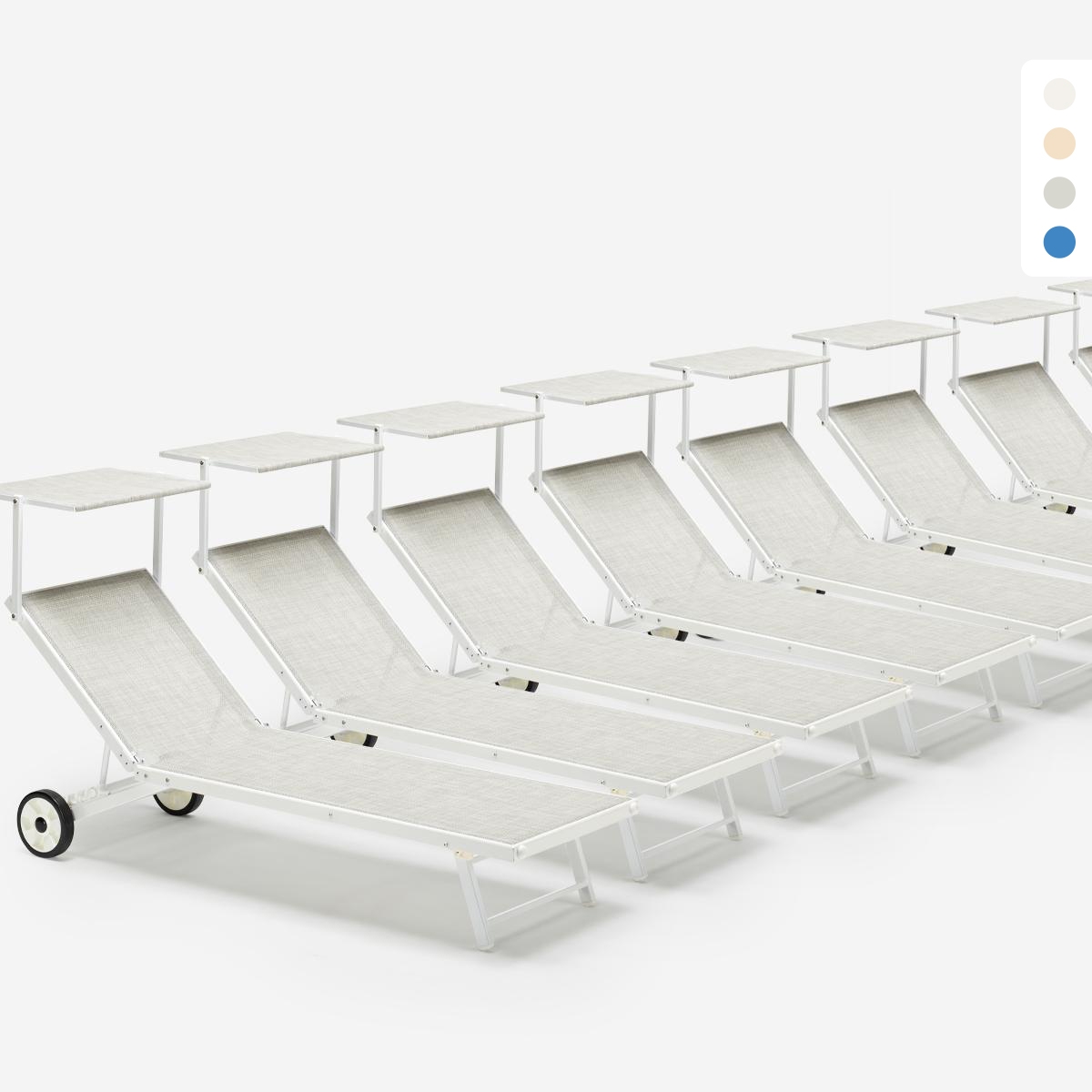 20 Bains de soleil avec roues transat aluminium piscine jardin Alabama Promotion