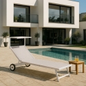 20 Bains de soleil avec roues transat aluminium piscine jardin Alabama Offre