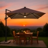 Parasol de jardin déporté bras réglable et LED 3x3 Paradise Brown Light Remises