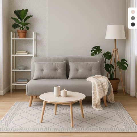 Divano letto soggiorno 2 posti stile scandinavo tessuto Elettra Promozione
