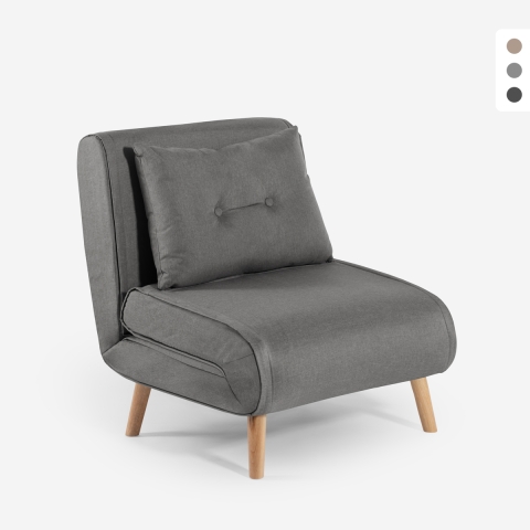 Poltrona letto pieghevole tessuto piedini in legno Miriam Promozione