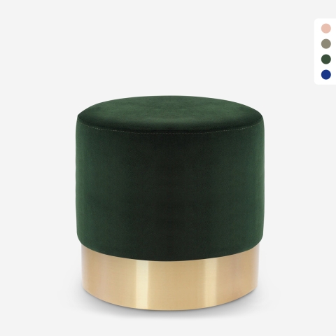 Pouf poggiapiedi sgabello basso imbottito rotondo design velluto Rossetto Promozione