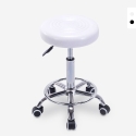 Tabouret à roulettes pivotant avec assise en similicuir Nabu Promotion