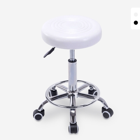 Tabouret à roulettes pivotant avec assise en similicuir Nabu Promotion