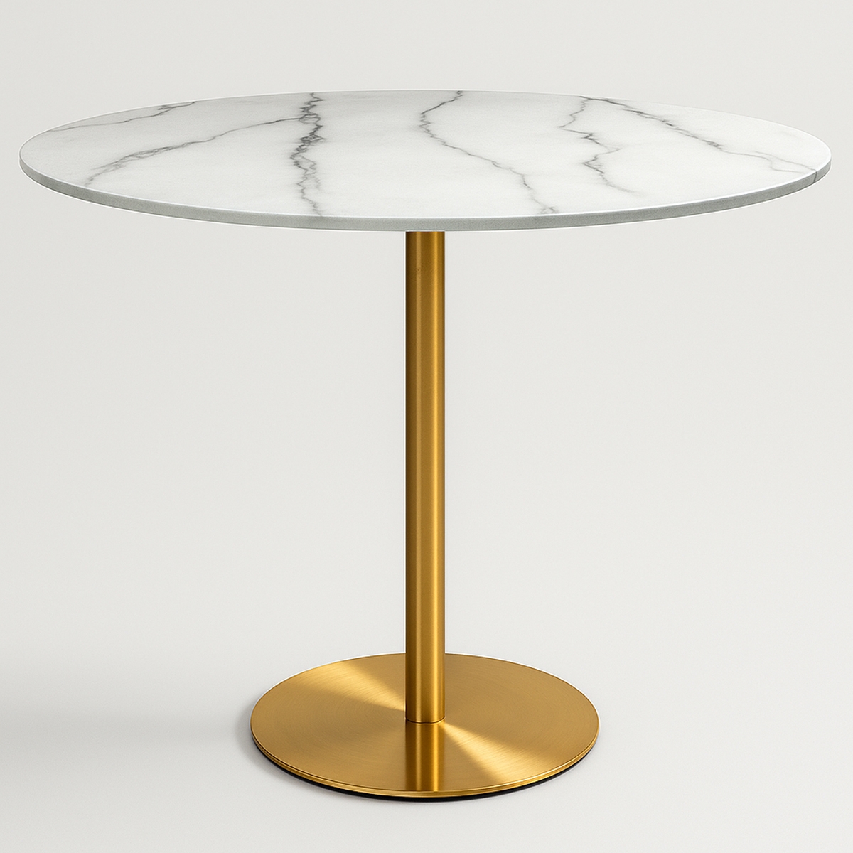 Tavolo da pranzo rotondo stile Goblet 120cm effetto marmo dorato Monika+ Promozione