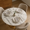 Tavolo da pranzo rotondo stile Goblet 120cm effetto marmo dorato Monika+ Modello