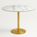 Tavolo Goblet rotondo 80cm effetto marmo dorato stile classico Monika Promozione