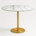 Tavolo Goblet rotondo 80cm effetto marmo dorato stile classico Monika Promozione