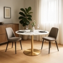 Tavolo Goblet rotondo 80cm effetto marmo dorato stile classico Monika Saldi