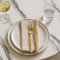 Tavolo Goblet rotondo 80cm effetto marmo dorato stile classico Monika Misure