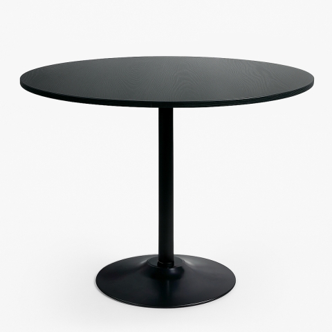 Table salle à manger moderne Goblet noire ronde 120cm Blackwood+ Promotion