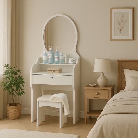 Schminktisch Schminkschrank mit Spiegel und Hocker für das Schlafzimmer Katrina Aktion