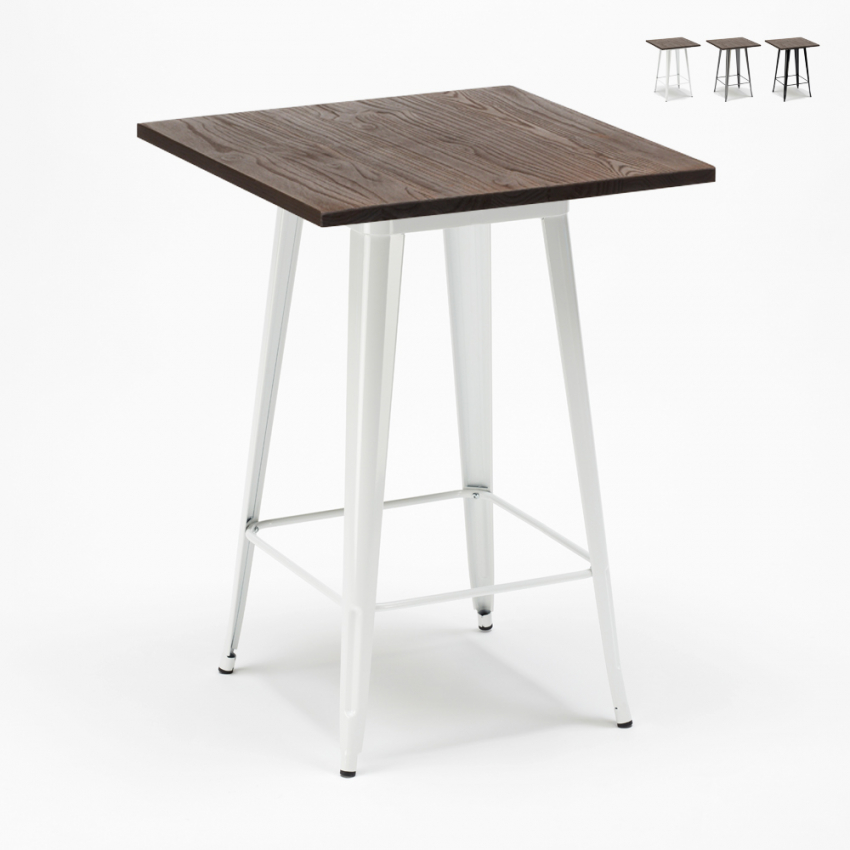 tisch für hocker im industriestil aus metall stahl holz 60x60 welded Aktion tisch für hocker im industriestil aus metall stahl holz 60x60 welded Aktion