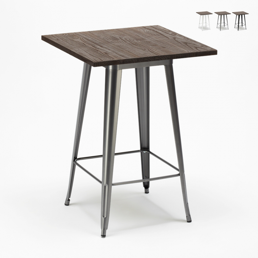 tavolino alto Lix per sgabelli industrial metallo acciaio e legno 60x60 welded Catalogo