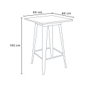 table haute 60x60 de cuisine pour tabourets en métal et bois welded 