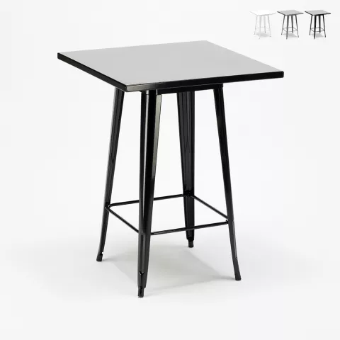 tavolino alto per sgabelli industrial acciaio metallo 60x60 nut Promozione