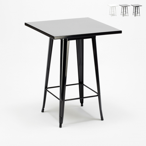 Tolix Tisch im industriellen Stil aus Stahl und Metall 60x60 Hocker Nut Aktion
