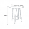 Tavolino alto per sgabelli Industrial 60x60 metallo acciaio legno Bolt Caratteristiche