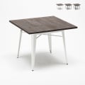 table industrielle acier et bois 80x80 restaurant maison allen Promotion