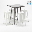 set tavolo alto e 4 sgabelli in metallo design industriale gowanus Stock