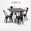 set tavolo quadrato e sedie in metallo legno stile industriale midtown Costo