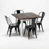 set tavolo quadrato e sedie in metallo legno stile industriale midtown 