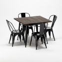 set tavolo quadrato in legno e sedie in metallo stile industriale west village Offerta