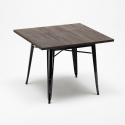 set tavolo quadrato in legno e sedie in metallo stile industriale west village 