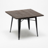 table carrée en bois + 4 chaises en métal style industriel west village 