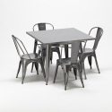 quadratischer tisch und industrielle metallstühle im-stil flushing Angebot