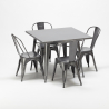 quadratischer tisch und industrielle metallstühle im-stil flushing Angebot