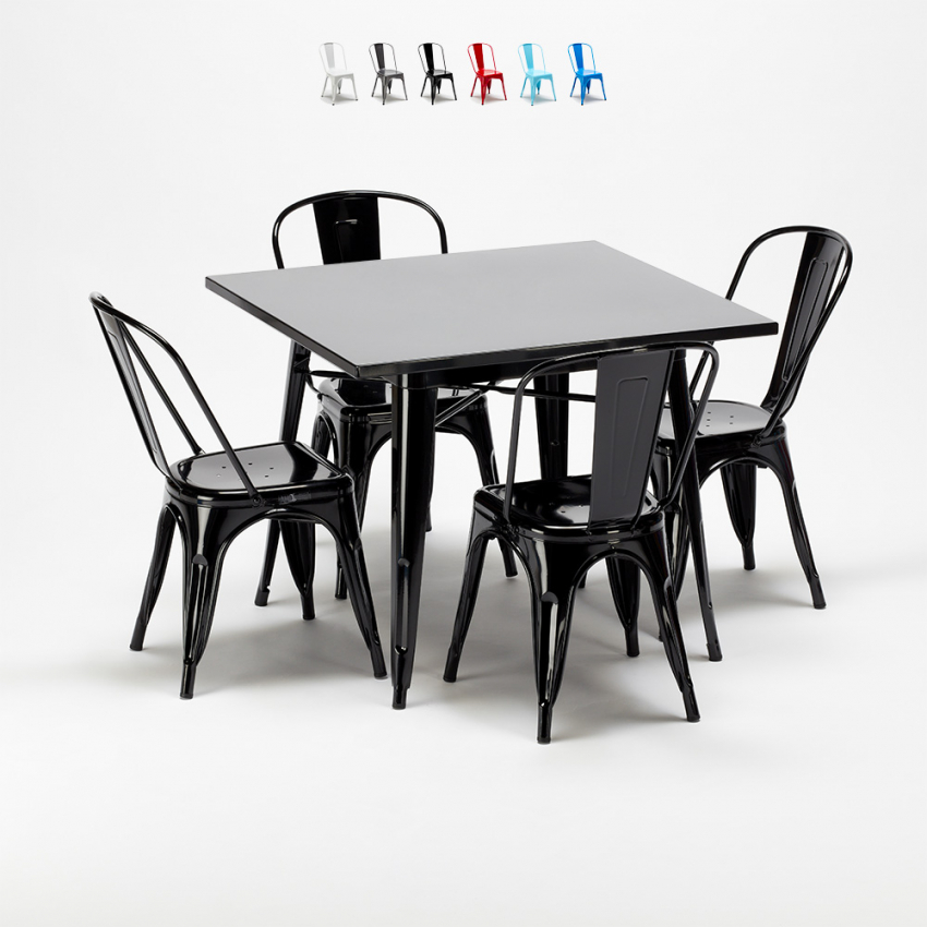 tavolo quadrato e sedie in metallo stile industriale set soho Promozione tavolo quadrato e sedie in metallo stile industriale set soho Promozione