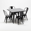 tavolo quadrato e sedie in metallo stile industriale set soho Offerta
