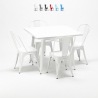 set sedie in metallo stile e tavolo quadrato design industriale harlem Saldi