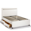 Letto francese 1 piazza e mezza con rete testiera moderno led cassetti 120x190 Geneva Catalogo