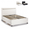 Letto francese 1 piazza e mezza con rete testiera moderno led cassetti 120x190 Geneva Offerta