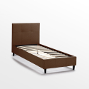 Letto singolo 1 piazza in tessuto con rete testiera 80x190 Lausanne Twin 