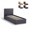 Komplettes Einzelbett mit Bettkasten Stoff Holz mit Bettrost 80x190 cm Basel Twin Modell