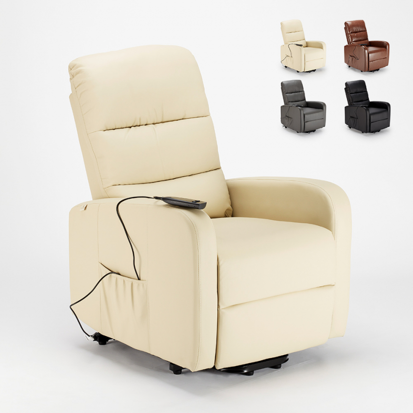 Fauteuil relax électrique inclinable avec releveur en similicuir Elizabeth Design Fauteuil relax électrique inclinable avec releveur en similicuir Elizabeth Design