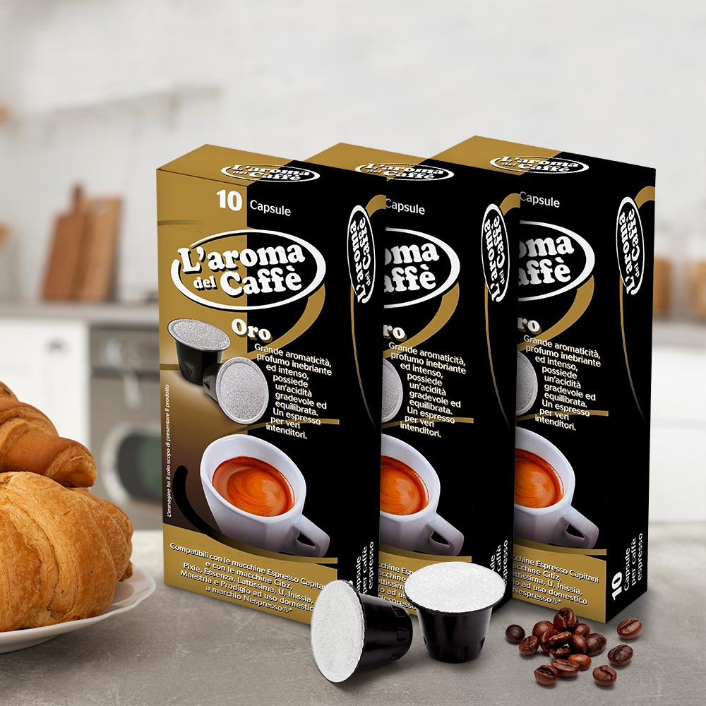 120 Capsule Caffè Compatibili Nespresso Miscela Oro 100% Arabica