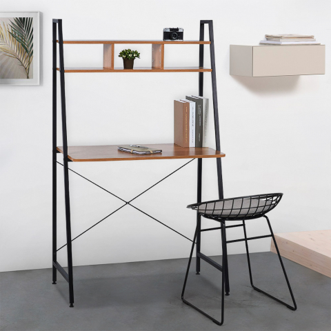 Bureau design industriel minimaliste avec étagères 84x142 Cactus Promotion