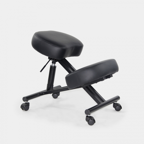 Chaise orthopédique et ergonomique tabouret suédois en métal et similicuir Balancesteel Lux Promotion