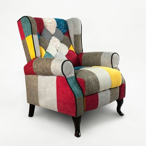 Fauteuil relax inclinable bergère patchwork au design moderne Throne Promotion