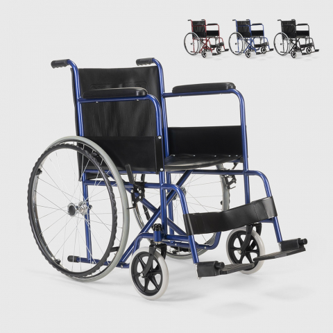 Sedia a rotelle pieghevole disabili anziani acciaio 15 kg Violet Promozione