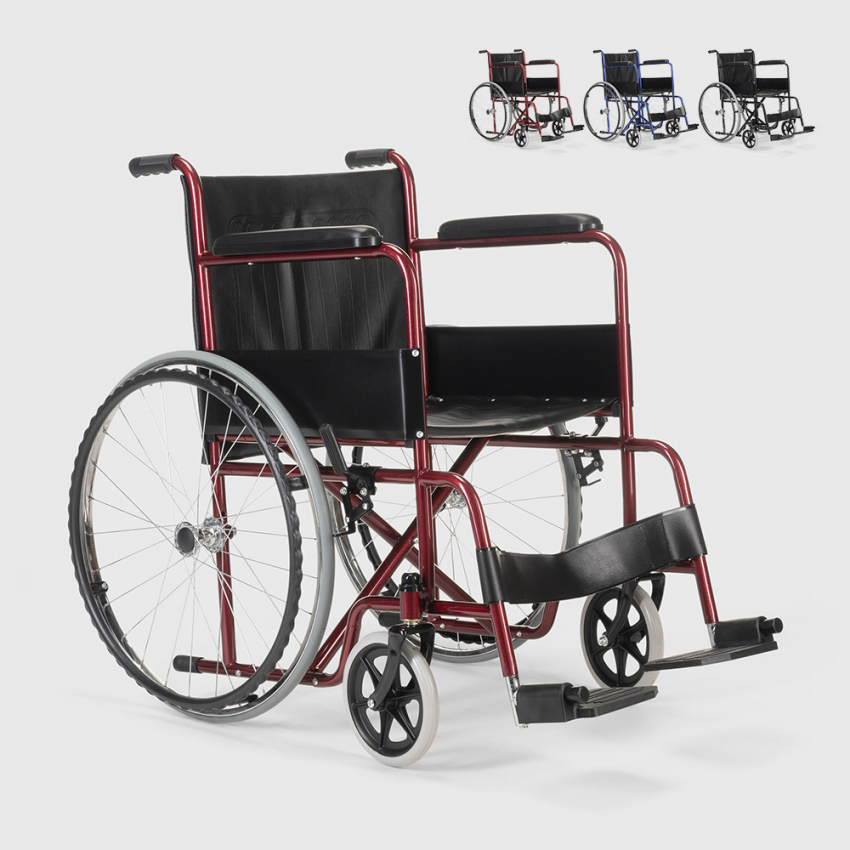 Fauteuil roulant orthopédique pliant en similicuir handicapés et personnes âgées Violet Offre Fauteuil roulant orthopédique pliant en similicuir handicapés et personnes âgées Violet Offre